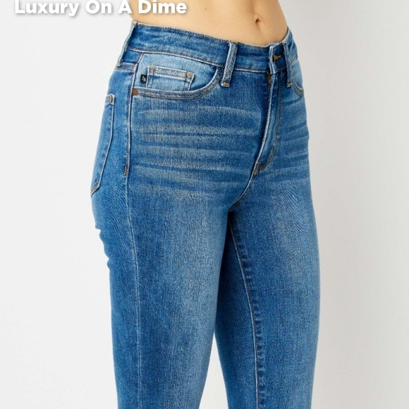 Skinny Stretch Slim Mid-Rise Denim Pants Cuffed Hem Judy Blue Jeans PLUS SIZE - Picture 4 of 14